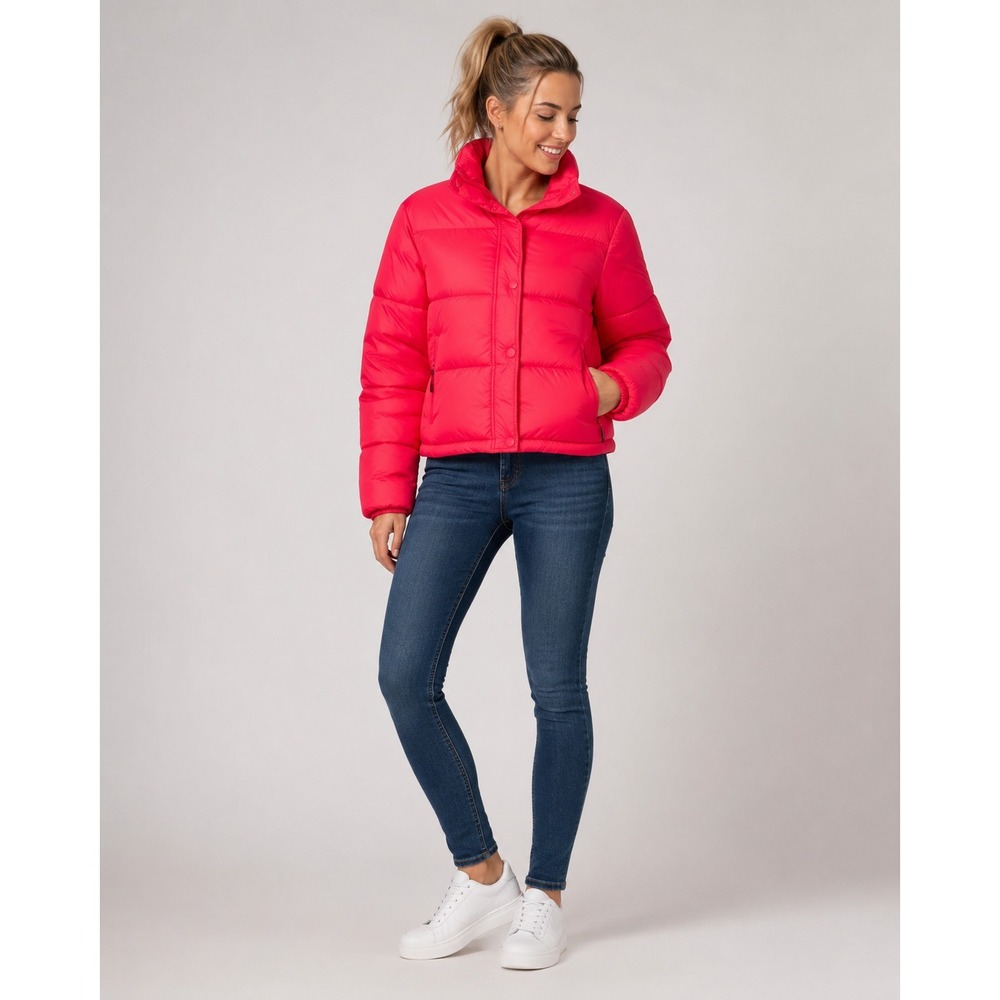 Hunter Puffer Jacket Womens XS Hot Pink Polyester Zip Pockets Full Zip Snap
